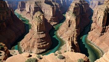 AI generated Majestic Aerial View of Canyon and River in the Afternoon photo