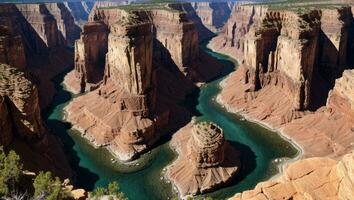 AI generated Majestic Aerial View of Canyon and River in the Afternoon photo
