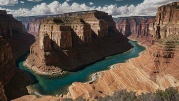 AI generated Majestic Aerial View of Canyon and River in the Afternoon photo