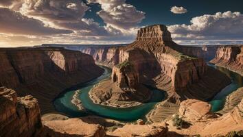 AI generated Majestic Aerial View of Canyon and River in the Afternoon photo