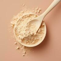 Measuring spoon for milk whey protein. AI Generated photo