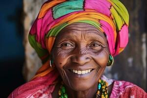 vistoso retrato de africano hombre , ai generado foto