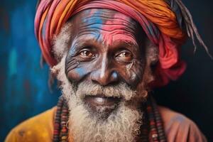 colorful portrait of african man , AI Generated photo