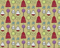 Lollipops and Bows Pattern on Yellow Background vector