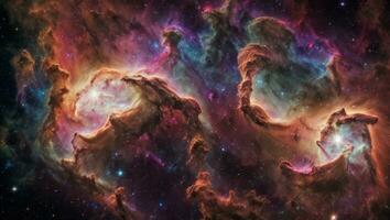 AI generated Majestic Colorful Starry Space Galaxy Cloud Nebula photo