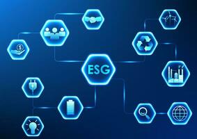 ESG connected to investment icons Shows that investing in business, environment, society and good governance is a sustainable investment. vector