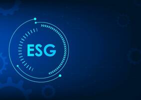 ESG technology is within the technology circle. It is an investment in business, environment, society, and good governance. It is a sustainable investment. vector