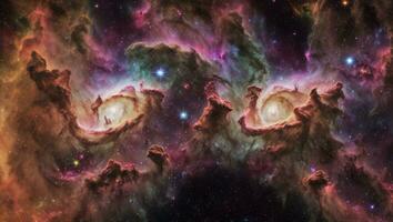 AI generated Majestic Colorful Starry Space Galaxy Cloud Nebula photo