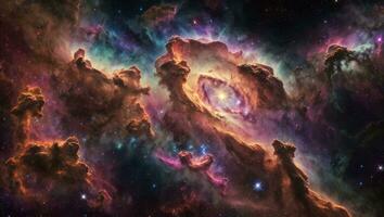 AI generated Majestic Colorful Starry Space Galaxy Cloud Nebula photo