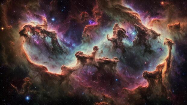 AI generated Majestic Colorful Starry Space Galaxy Cloud Nebula photo