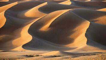 ai generado majestuoso Desierto duna olas en el tarde foto