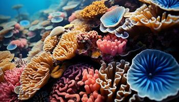 ai generado submarino belleza pez, arrecife, naturaleza, animal, agua, tropical clima generado por ai foto