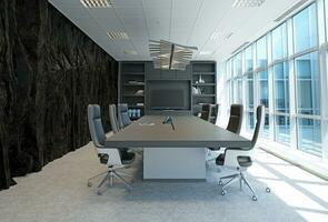 modern office interior with rock feature photo