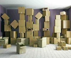 un habitación con un enorme número de cajas foto