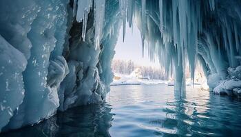 ai generado resumen azul hielo cristal refleja naturaleza congelado frescura generado por ai foto