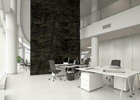 modern office interior with rock feature photo