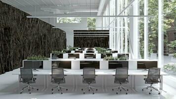 modern office interior with rock feature photo