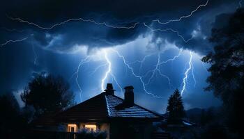 ai generado dramático cielo, oscuro noche, tormenta, majestuoso montañas, mojado césped generado por ai foto