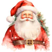 AI generated Christmas watercolor illustration of santa claus in traditional costume png