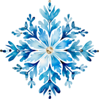 AI generated Christmas watercolor snowflake illustration with unique pattern png