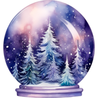 AI generated Christmas watercolor illustration toy ball with snow inside png