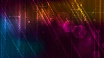 Abstract glowing technology motion animated background with hexagons video