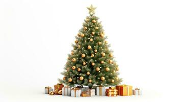 AI generated Christmas Tree with Decorations Isolated on the White Background photo