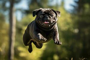 AI generated A flying black giant pug photo