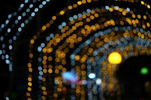 Christmas concept 2024 Bokeh background of lights from Christmas tree decorations in celebration photo