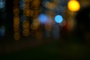 Christmas concept 2024 Bokeh background of lights from Christmas tree decorations in celebration photo