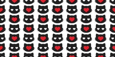 cat seamless pattern valentine heart kitten head vector scarf isolated repeat wallpaper tile background cartoon illustration doodle design
