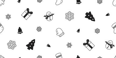 Christmas seamless pattern vector Santa Claus hat snowflake gift box bell snowman scarf isolated repeat wallpaper tile background gift wrap paper doodle design