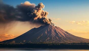 ai generado brillante hoguera entra en erupción, derritiendo acero en naturaleza ardiente infierno generado por ai foto