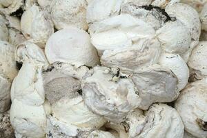 White rubber lumps piled up on the ground, Ubon Ratchathani, Thailand photo