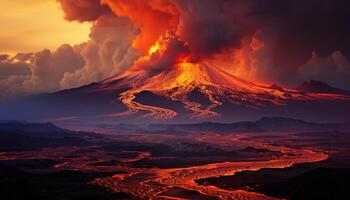 AI generated Majestic mountain peak, snowcapped and tranquil, in Japanese autumn generated by AI photo