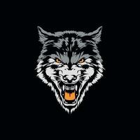 head wolf logo design vector