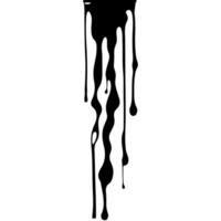 Abstract Dripping Paint. Black ink flows down in long streams and drops. The flowing black liquid. Droplets. Dirty grunge texture. Vector illustration isolated on white background. Design element