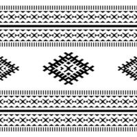 Retro seamless ethnic pattern. Border embroidery pattern with Native American tribal. Black and white colors. Design for textile, fabric, weave, cover, carpet, ornament, background. vector