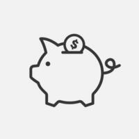 cerdito banco con moneda icono. vector