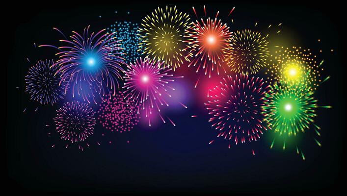 Colorful firework  for  Christmas and Happy New Year celebration