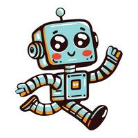 Cute robot running artificial intelligence vector