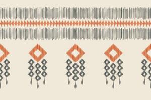 Ethnic Ikat fabric pattern geometric style.African Ikat embroidery Ethnic oriental pattern brown cream background. Abstract,vector,illustration.Texture,clothing,frame,decoration,carpet,motif. vector