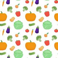 Seamless pattern with various vegetables. The concept of healthy nutrition, farm ecological products, harvesting. Vector illustration