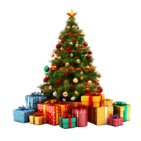 ai gegenereerd Kerstmis boom en kleurrijk geschenk dozen png