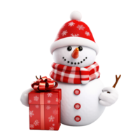 ai generiert Schneemann halten rot Geschenk Box png