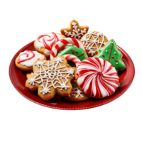 AI generated Christmas Sweet Cookie Biscuits on Plate png