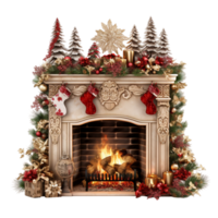 AI generated Christmas Decorative Fireplace png