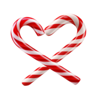 AI generated Christmas candy cane in heart shape isolated png