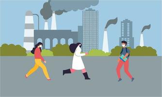 ambiental contaminación. contaminado aire, industrial radioactivo residuos y ecológico conciencia vector