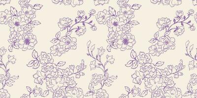 Seamless abstract, artistic, simple flowers pattern. Line flowers background. Vector hand drawn sketch. Template for textile, fashion, print, surface design, paper, cover